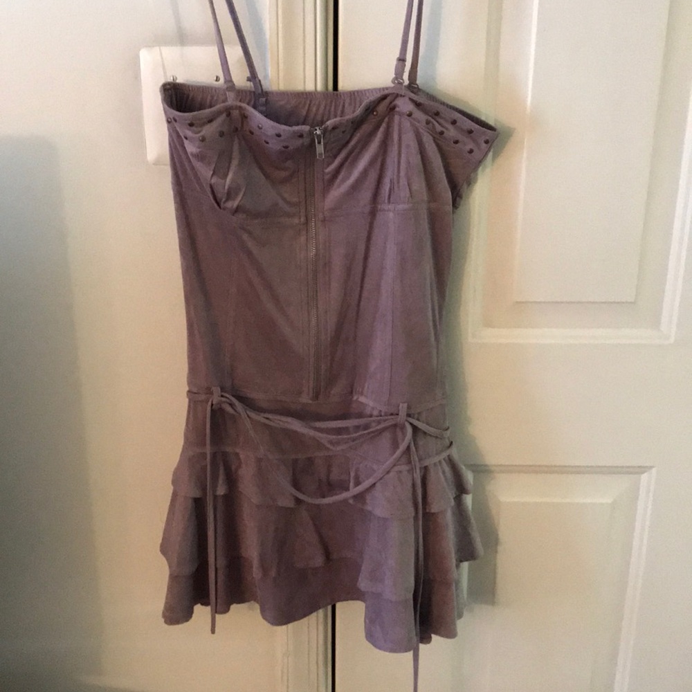 Purple dress, zippers in the front. Size 11